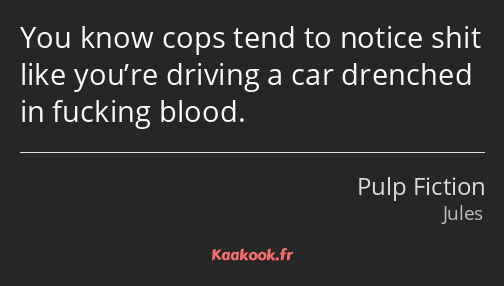 You know cops tend to notice shit like you’re driving a car drenched in fucking blood.