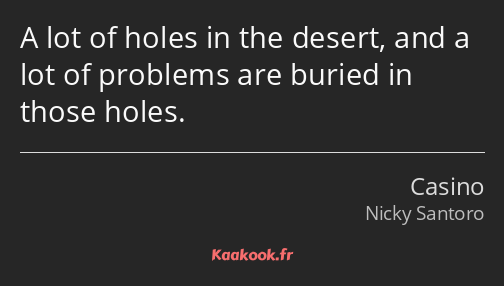A lot of holes in the desert, and a lot of problems are buried in those holes.