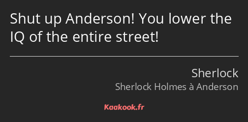 Shut up Anderson! You lower the IQ of the entire street!