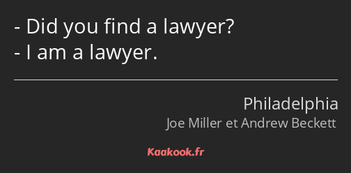Did you find a lawyer? I am a lawyer.