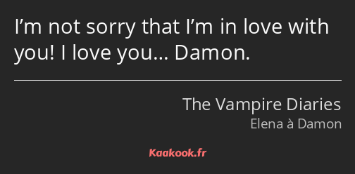 I’m not sorry that I’m in love with you! I love you… Damon.