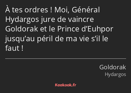 À tes ordres ! Moi, Général Hydargos jure de vaincre Goldorak et le Prince d’Euhpor jusqu’au péril…