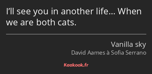 I’ll see you in another life… When we are both cats.