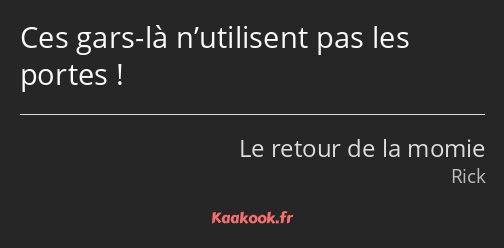 Ces gars-là n’utilisent pas les portes !