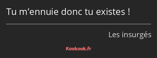 Tu m’ennuie donc tu existes !