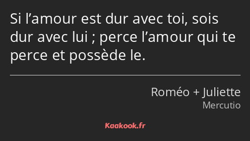 Si l’amour est dur avec toi, sois dur avec lui ; perce l’amour qui te perce et possède le.