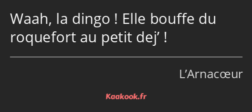 Waah, la dingo ! Elle bouffe du roquefort au petit dej’ !