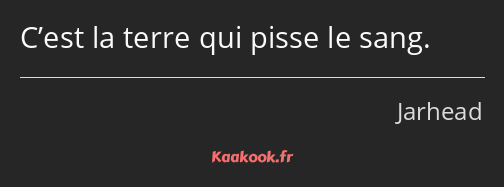 C’est la terre qui pisse le sang.