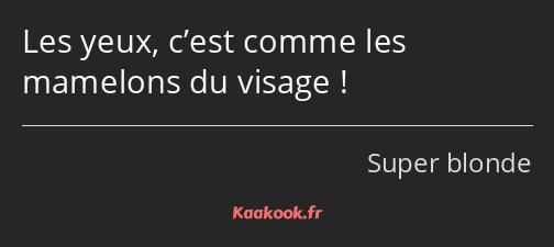 Les yeux, c’est comme les mamelons du visage !