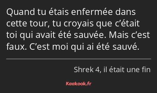 Quand tu étais enfermée dans cette tour, tu croyais que c’était toi qui avait été sauvée. Mais…