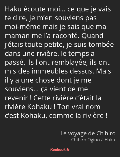 Haku écoute moi… ce que je vais te dire, je m’en souviens pas moi-même mais je sais que ma maman me…