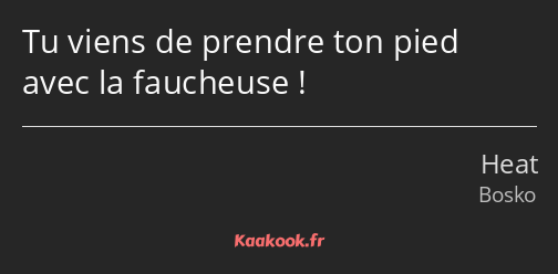 Tu viens de prendre ton pied avec la faucheuse !