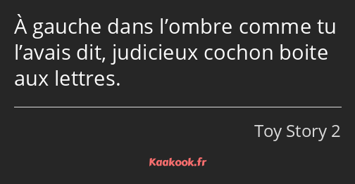 À gauche dans l’ombre comme tu l’avais dit, judicieux cochon boite aux lettres.