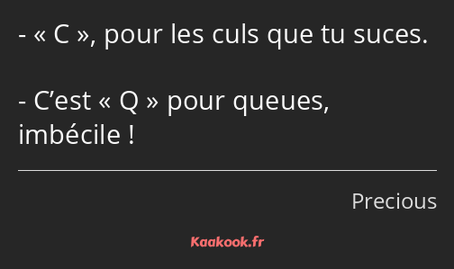 « C, pour les culs que tu suces. C’est Q pour queues, imbécile !