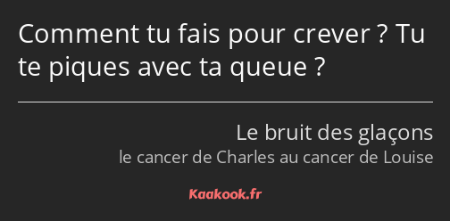 Comment tu fais pour crever ? Tu te piques avec ta queue ?