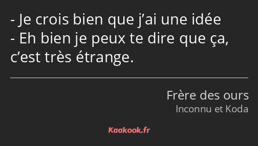 Je crois bien que j’ai une idée Eh bien je peux te dire que ça, c’est très étrange.