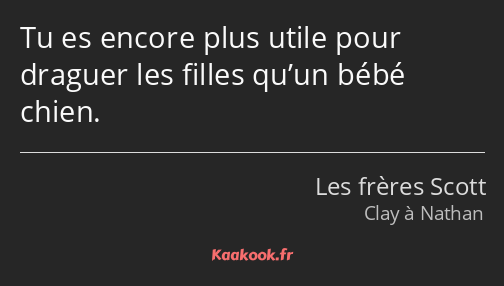 Tu es encore plus utile pour draguer les filles qu’un bébé chien.