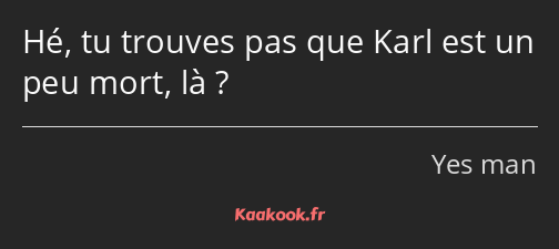 Hé, tu trouves pas que Karl est un peu mort, là ?