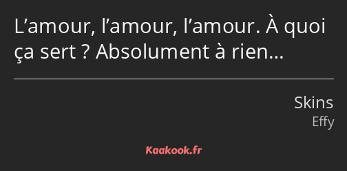 L’amour, l’amour, l’amour. À quoi ça sert ? Absolument à rien…