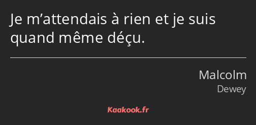 Je m’attendais à rien et je suis quand même déçu.