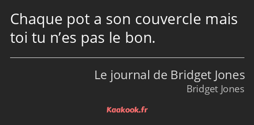 Chaque pot a son couvercle mais toi tu n’es pas le bon.