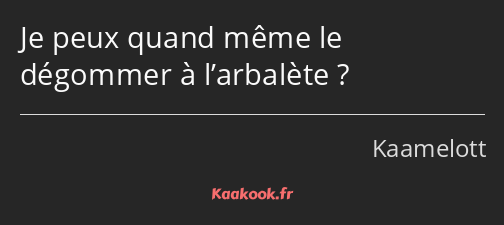 Je peux quand même le dégommer à l’arbalète ?