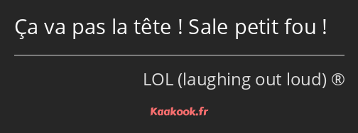 Ça va pas la tête ! Sale petit fou !