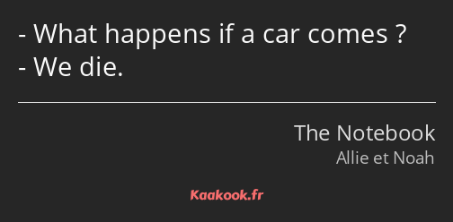 What happens if a car comes ? We die.