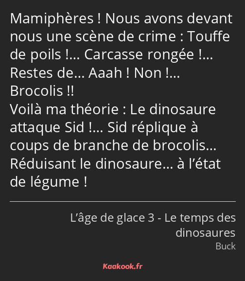 Mamiphères ! Nous avons devant nous une scène de crime : Touffe de poils !… Carcasse rongée !……