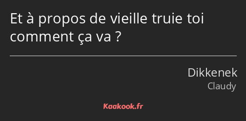 Et à propos de vieille truie toi comment ça va ?