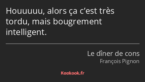 Houuuuu, alors ça c’est très tordu, mais bougrement intelligent.