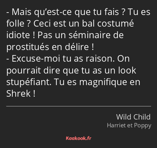 Mais qu’est-ce que tu fais ? Tu es folle ? Ceci est un bal costumé idiote ! Pas un séminaire de…