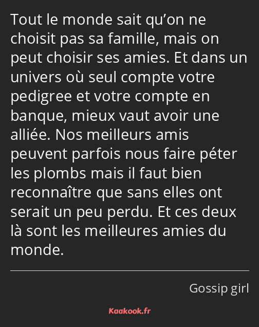 Tout le monde sait qu’on ne choisit pas sa famille, mais on peut choisir ses amies. Et dans un…