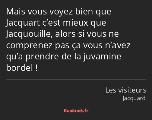 Mais vous voyez bien que Jacquart c’est mieux que Jacquouille, alors si vous ne comprenez pas ça…