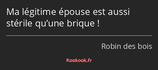 Ma légitime épouse est aussi stérile qu’une brique !