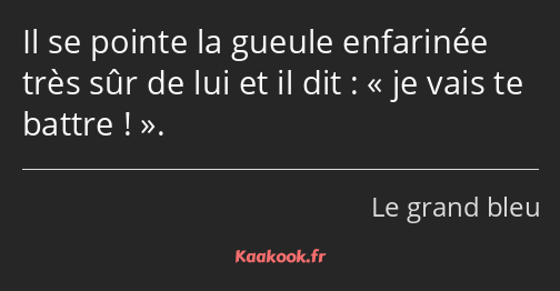 Il se pointe la gueule enfarinée très sûr de lui et il dit : je vais te battre !.