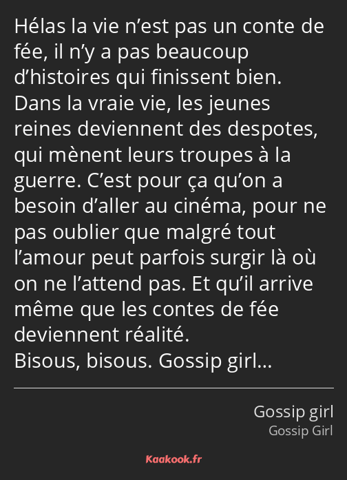 Hélas la vie n’est pas un conte de fée, il n’y a pas beaucoup d’histoires qui finissent bien. Dans…