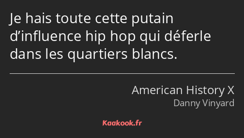 Je hais toute cette putain d’influence hip hop qui déferle dans les quartiers blancs.