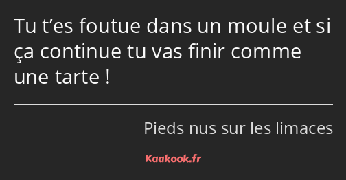 Tu t’es foutue dans un moule et si ça continue tu vas finir comme une tarte !