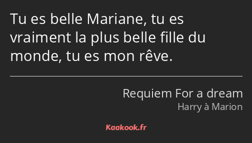 Tu es belle Mariane, tu es vraiment la plus belle fille du monde, tu es mon rêve.