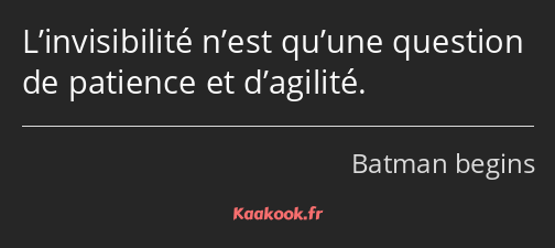 L’invisibilité n’est qu’une question de patience et d’agilité.