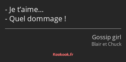 Je t’aime… Quel dommage !