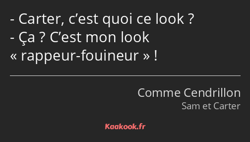Carter, c’est quoi ce look ? Ça ? C’est mon look rappeur-fouineur !
