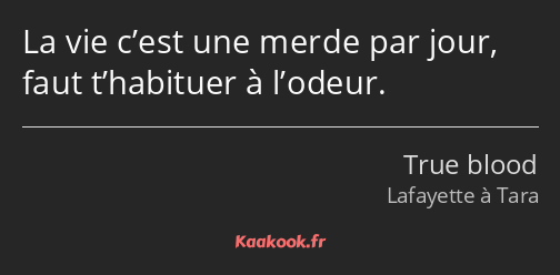 La vie c’est une merde par jour, faut t’habituer à l’odeur.