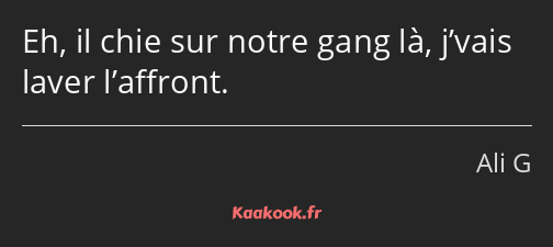 Eh, il chie sur notre gang là, j’vais laver l’affront.