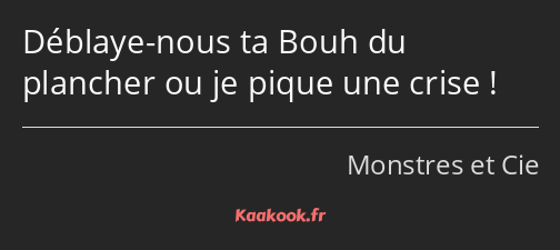 Déblaye-nous ta Bouh du plancher ou je pique une crise !