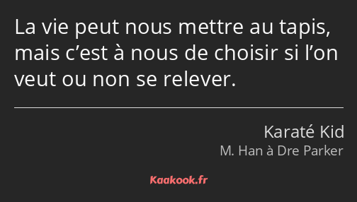 La vie peut nous mettre au tapis, mais c’est à nous de choisir si l’on veut ou non se relever.