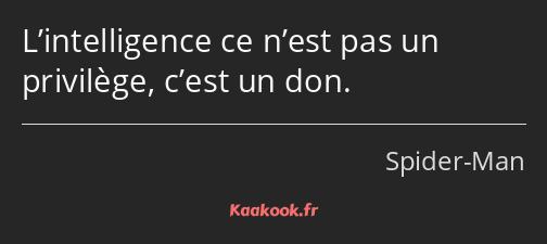 L’intelligence ce n’est pas un privilège, c’est un don.