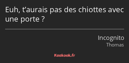 Euh, t’aurais pas des chiottes avec une porte ?