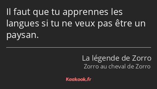 Il faut que tu apprennes les langues si tu ne veux pas être un paysan.